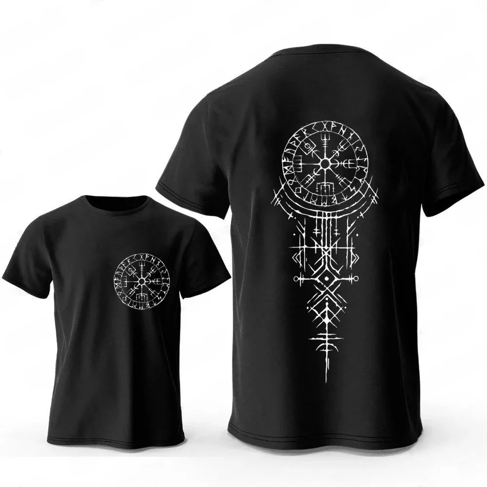Casual Cotton T-Shirt Unisex Short Sleeve Travel Theme Fashion Guide Compass Design Printed Top for Men And Women