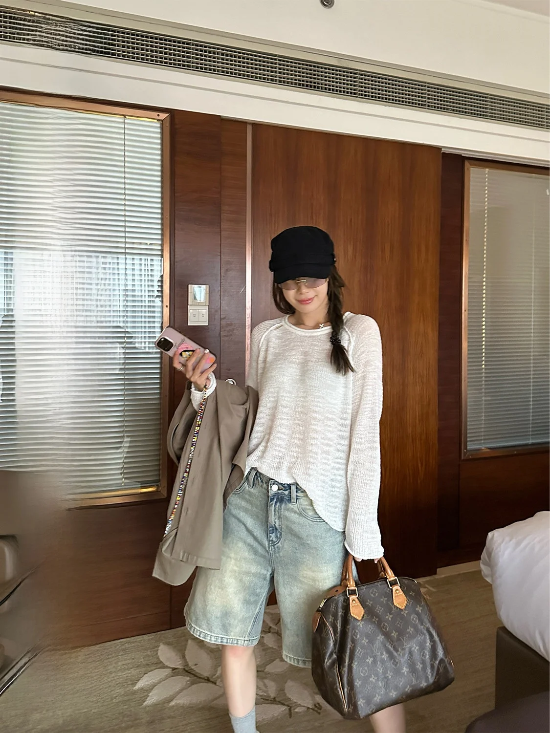 

Женский вязаный топ D YANGJUN свободного кроя с длинным рукавом, ажурный, из тонкой хлопковой смеси, с круглым вырезом, повседневный, осенняя новинка