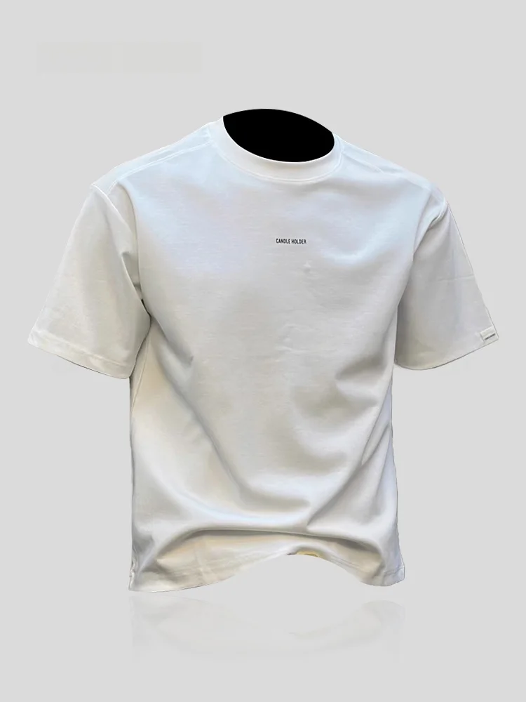 

Comfortable Short Sleeve Men's T-shirt Minimalist Style Commute Cotton Material round Neck Letter Pattern I.T