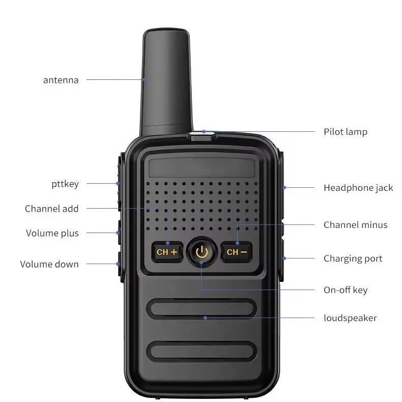 Kids Mini Walkie Talkies, Rechargeable UHF Two-Way Radio 16 Channels 1.5-3KM Range for Camping, Hiking Family Use