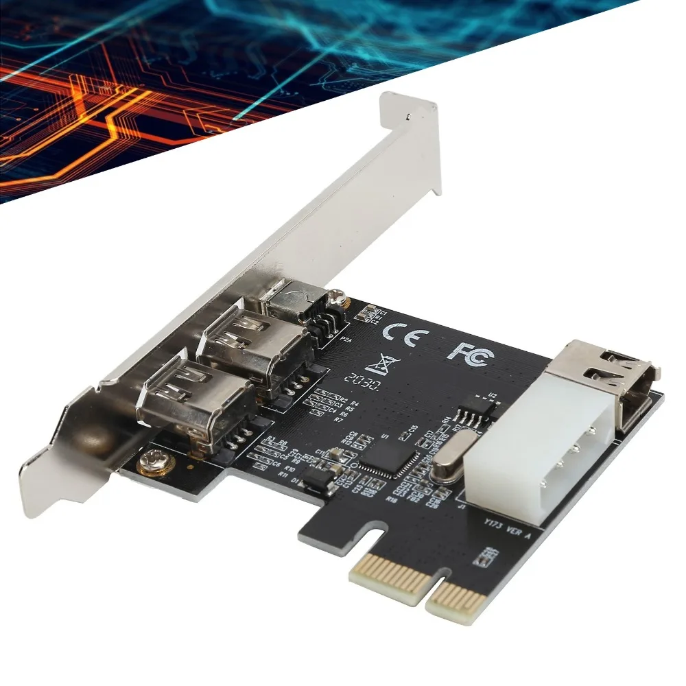 

3-портовая карта расширения PCIe FireWire 1394A, портативный видеоадаптер с интерфейсом 1394, карта захвата видео, адаптер для передачи данных