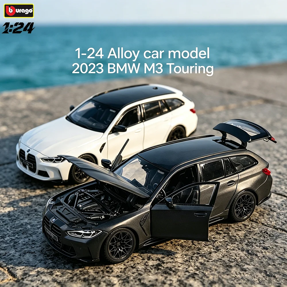 Bburago 1:24 2023 BMW M3 Touring Simulationsmodell aus Legierung, Dekorationsstück, Sammlerstück, exquisites Innendesign, Druckguss-Spielzeug