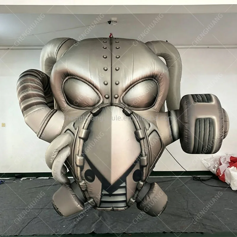 Giant Inflatable Suspended Alien Skull With Gas Mask Robot Head Model Museum Shopping Mall Event Exhibition Decoration Props