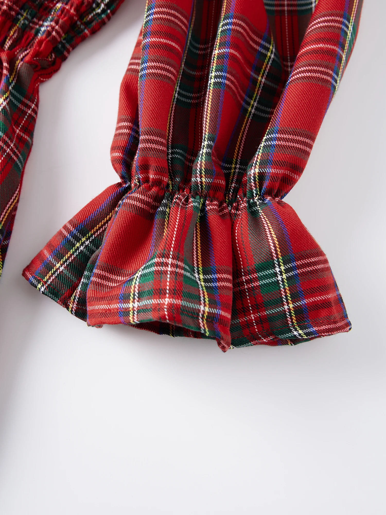 女性の夏のロング T シャツドレス パフスリーブ スクエアネック ハイウエスト チェック柄ドレス