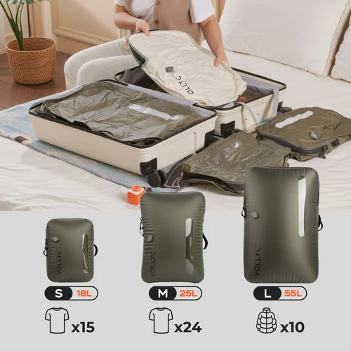 Imagen 1 del producto FLEXTAIL X VOLLYC EZYPACK - Bolsa de almacenamiento al vacío de 18-55 L, bolsa de almacenamiento de ropa reutilizable, bolsa de equipaje de mochila de compresión de viaje