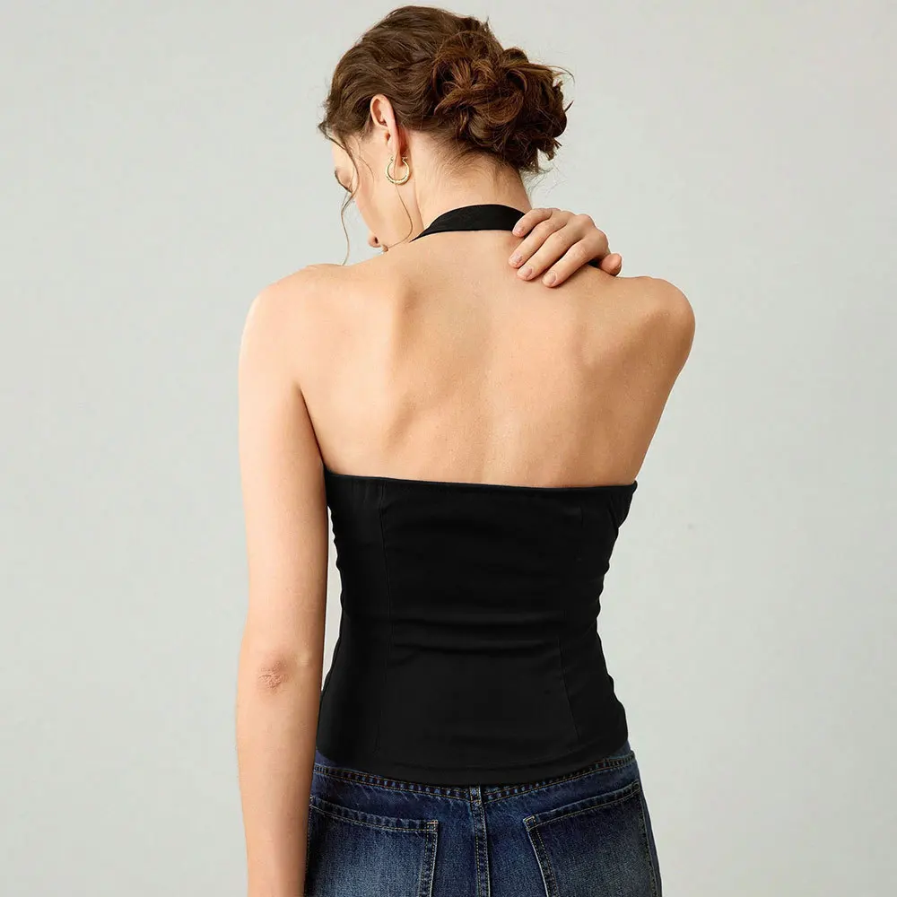 New Yoga Sports Vest Top Women Quick Dry Training Dance Metal Buckle Halter