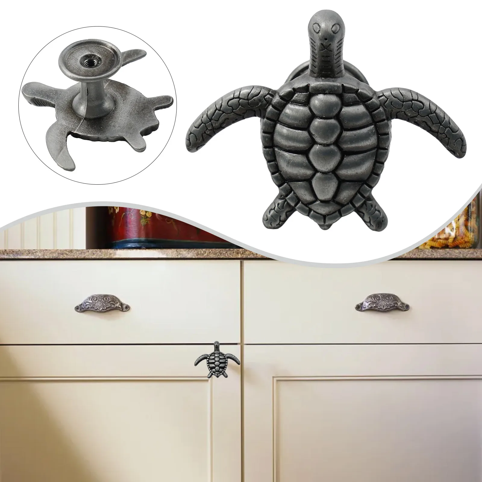 Turtle Shape Cabinet Knobs Handles For Cabinets Drawers Pulls Knob Gold Dresser Cupboard Knob Plant Animal Furniture Door Handle