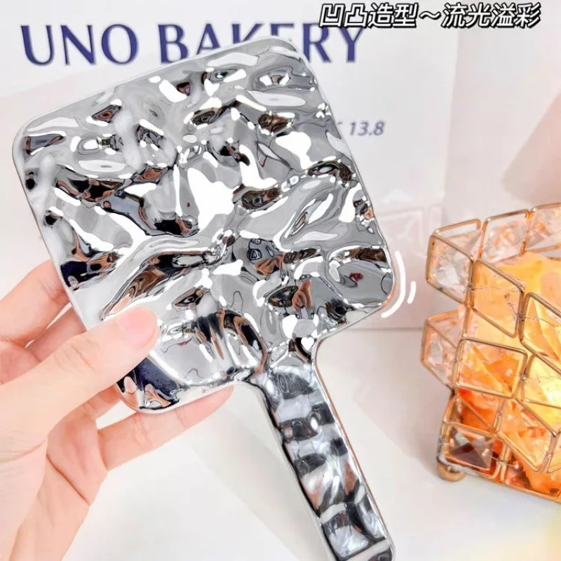 Espejo de maquillaje Retro de mano, plástico portátil, galvanoplastia, alta definición, cosmético, Belleza