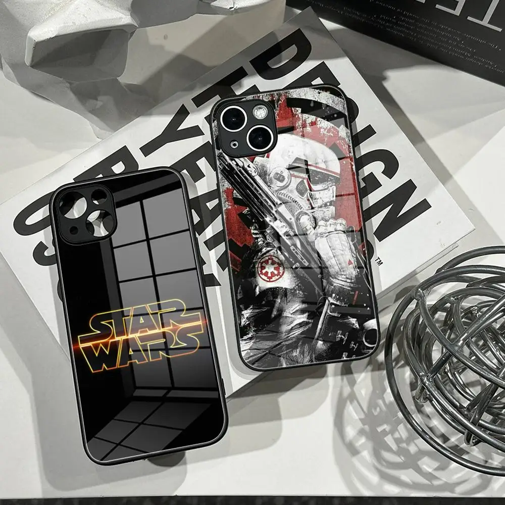 

HD Luxury Stars W-Wars Case for iPhone 17 Pro Max 13 Pro 16 11 XR 15 Plus XS 14 12 X Air Back Phone Cover Glass phone case