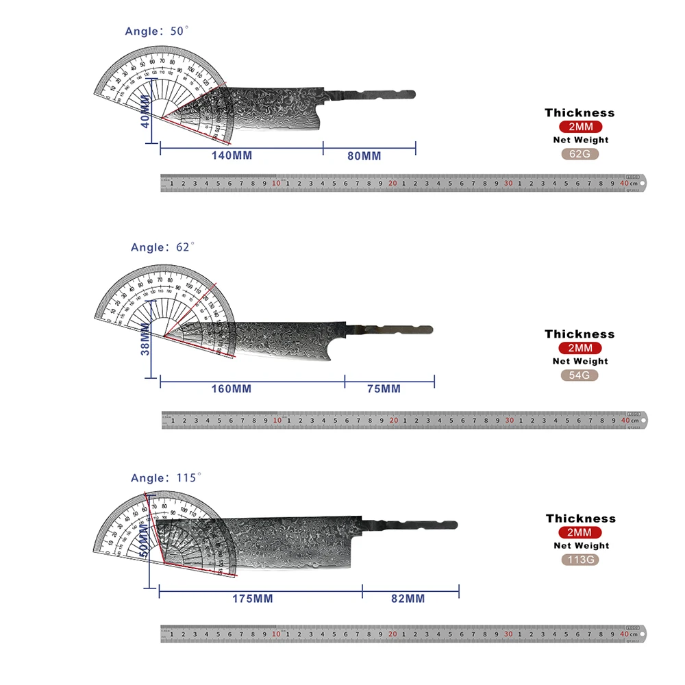Grandsharp Knife Blank Blade DIY Kitchen Knife 67 Layers Damascus Steel VG10 Razor Sharp Tools High Hardness Chef Cooking Tool