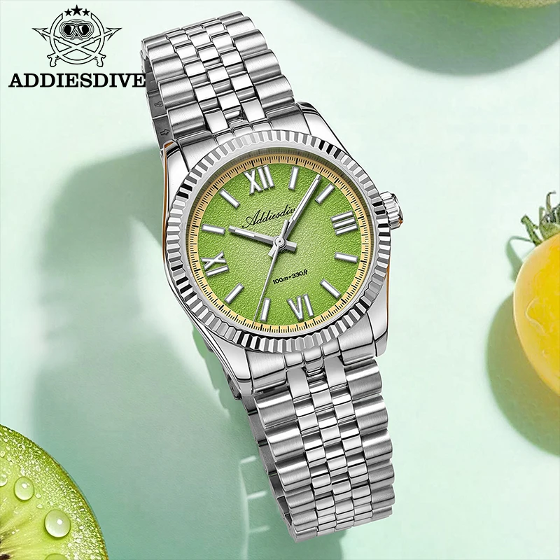 ADDIESDIVE Jam Tangan Wanita Modis Elegan Jam Tangan Kuarsa Baja Tahan Karat Mewah Jam Tangan Dial Warna-warni BGW9 Jam Tangan Menyelam Super Bercahaya