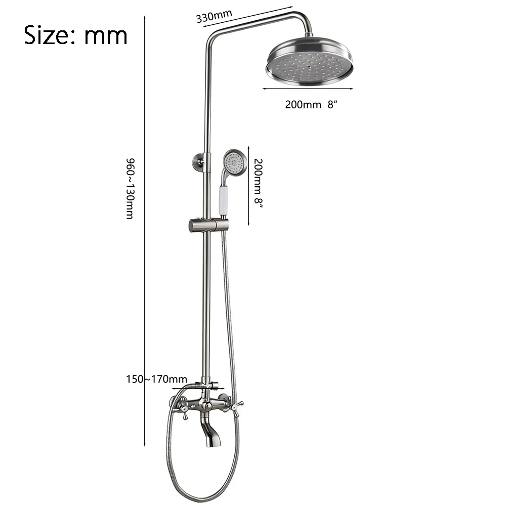 Torayvino Bathroom Shower System Brushed Rainfall Shower Set Retro Dual-Control w/ Handheld Spray Showers Head Brass Faucet