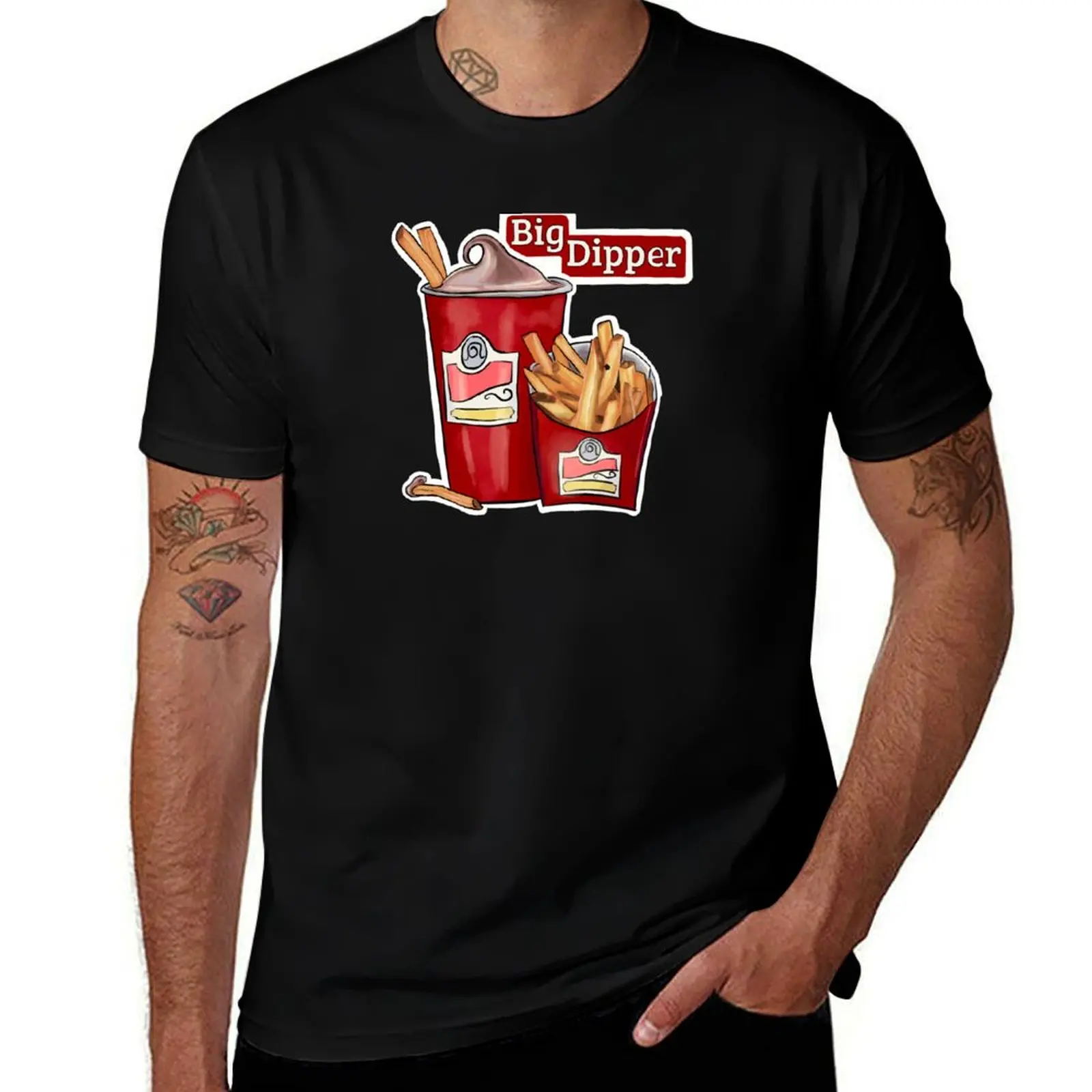 Big Dipper of Fries into Frosty T-Shirt Basic Plain Short Sleeve Crew Neck Tee T-Shirt