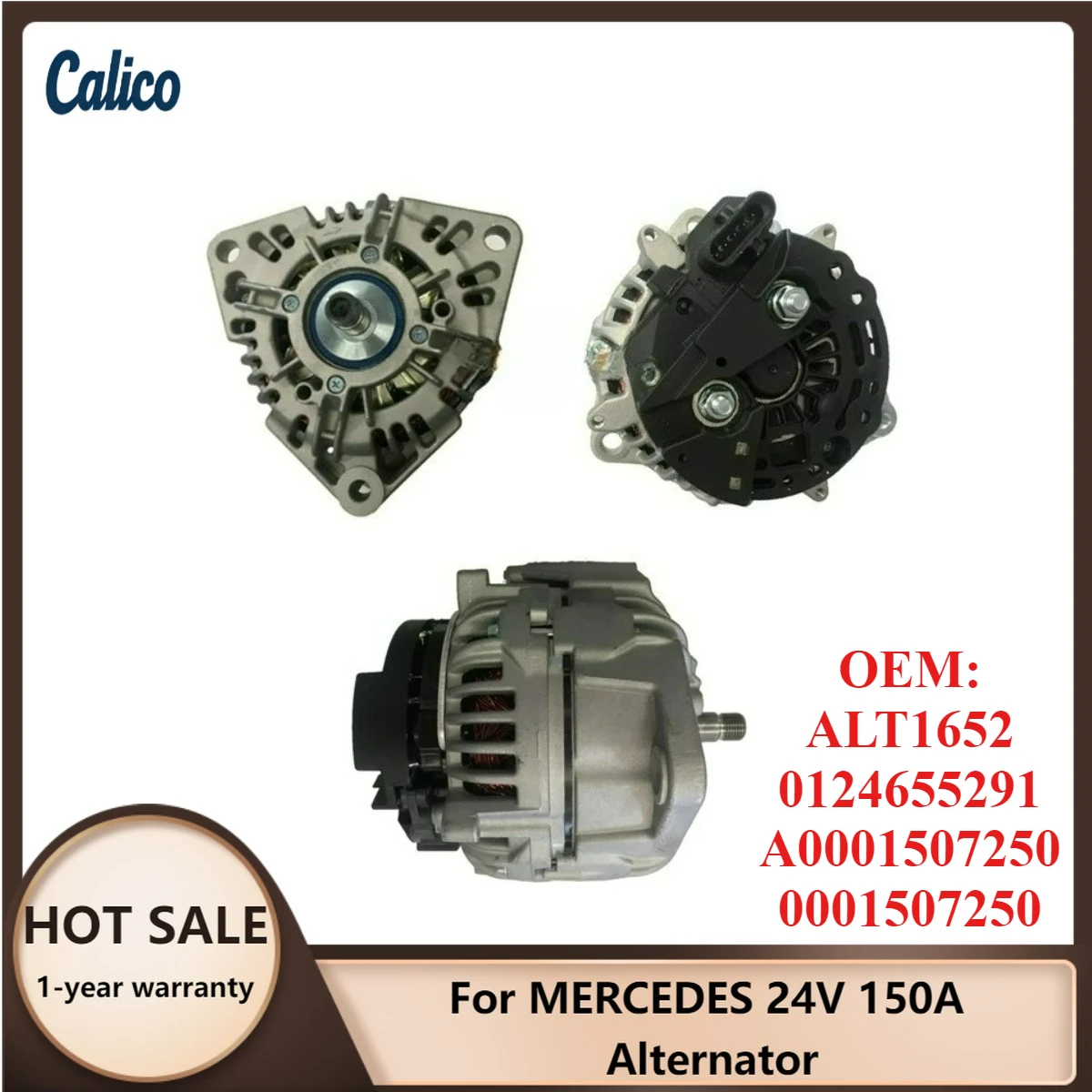 

Exclusive Production Suitable for MERCEDES 24V 150A Alternator ALT1652 0124655291 A0001507250 0001507250