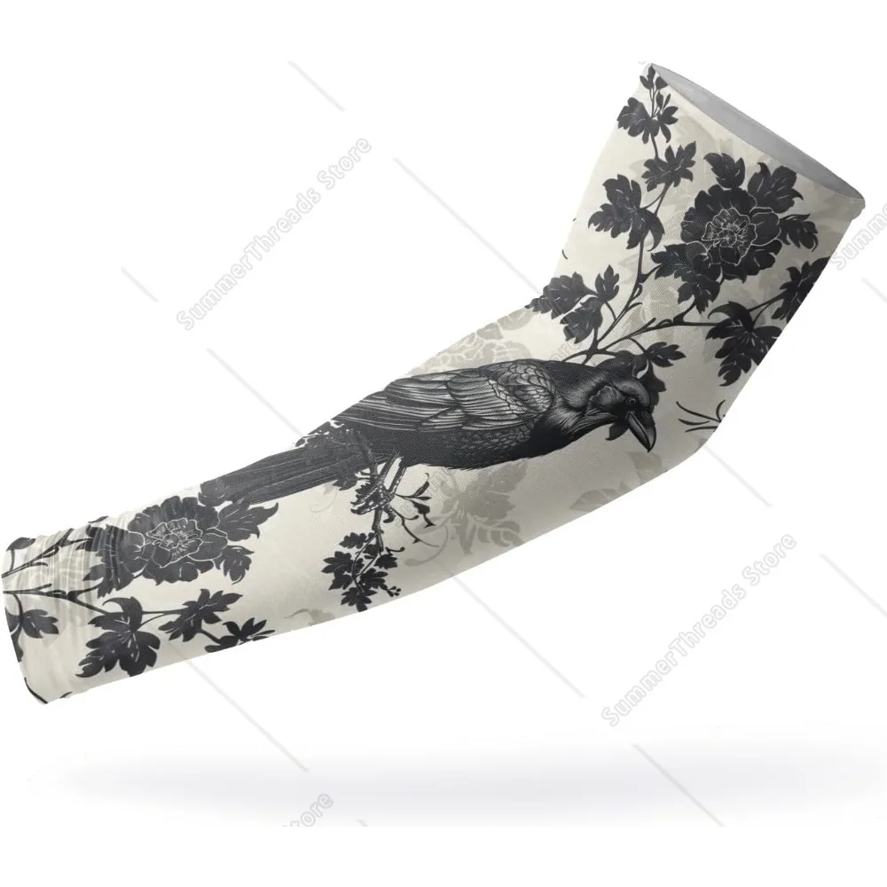 

Gothic Crow Sleeves for Women Men Protection Cooling Arm Cover for Gardening Outdoor Sun UV Protection Gifts