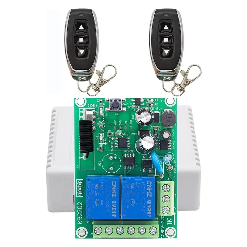 433Mhz RF Wireless Remote Switch, 2 Channels AC 110V/220V/230V/240V Relay Receiver with Remotes (3 Buttons)
