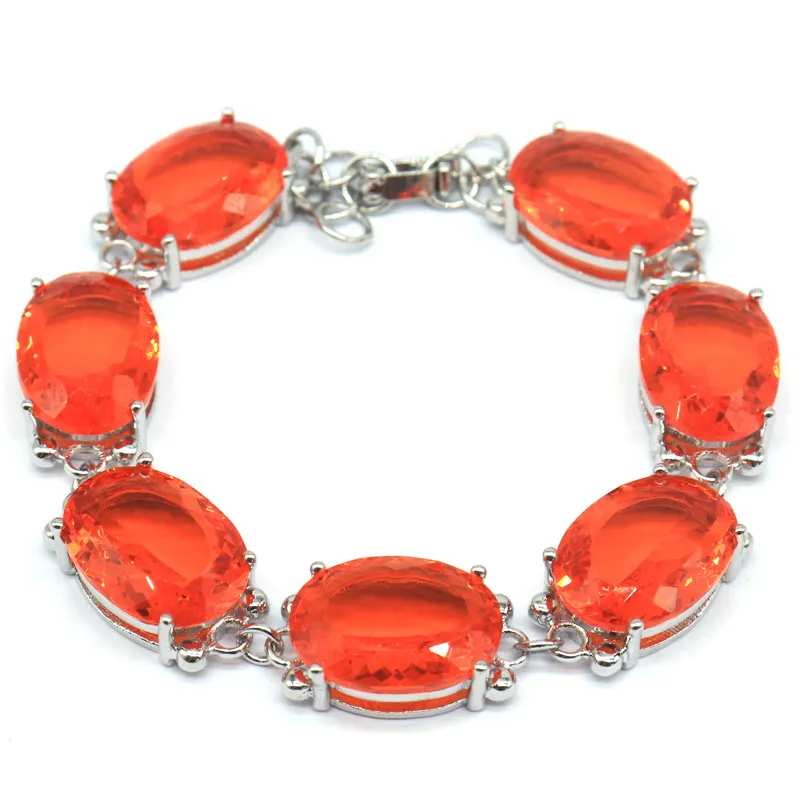 

Большой драгоценный камень 24x13 мм, 27,9 г, оранжевый спасартин, гранат, фиолетовый танзанит, швейцарский синий топаз, женский серебряный браслет для свиданий 6,5-7,5 дюйма