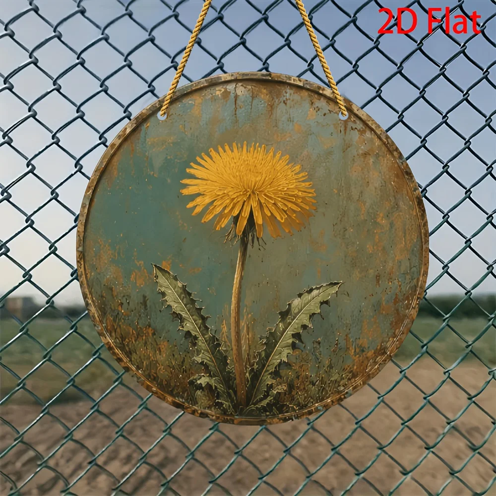 CIFBUY Vintage Rustic Dandelion Aluminum Wall Art Waterproof Durable Metal Sign for Outdoor Garden Patio Home Decor Indoor