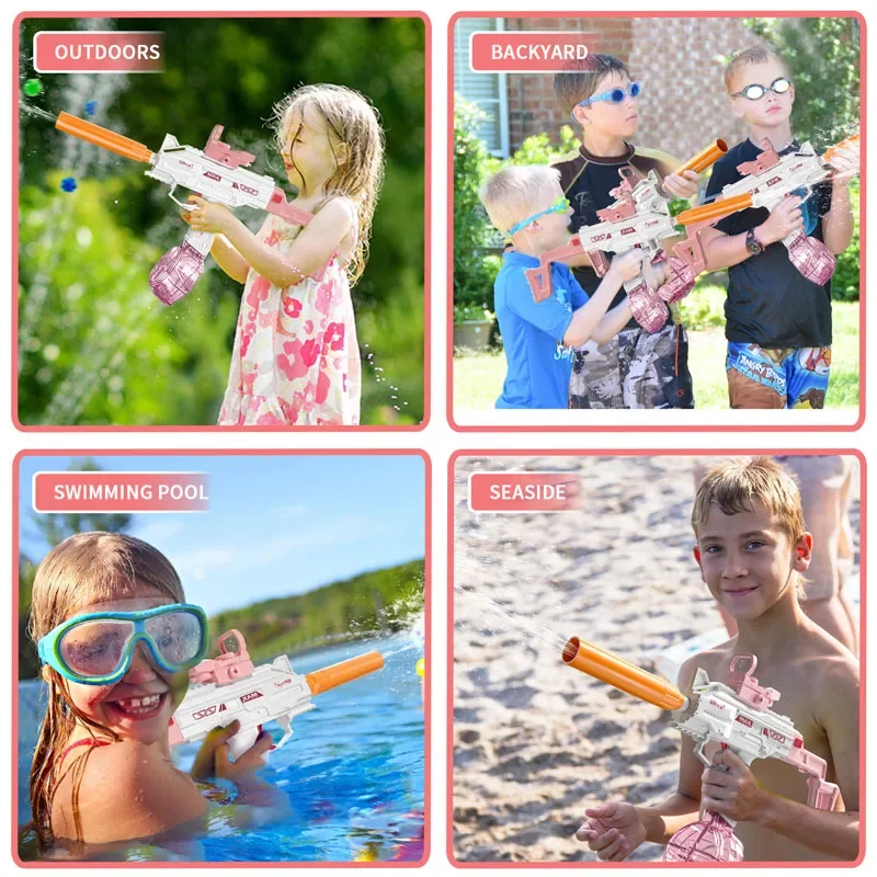 Uzi Water Gun Electric Water Pistol Shooting Toy Full Automatic Summer Beach Toy For Kids Children Boys Girls Gift