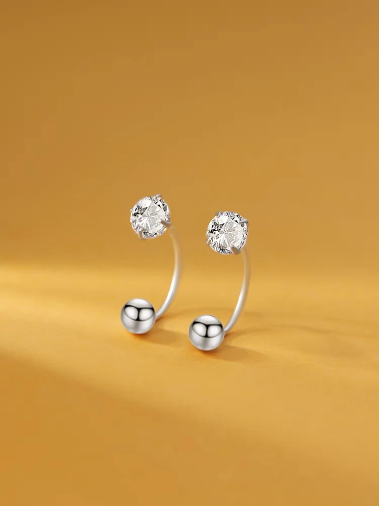 ต่างหูเงินแท้ 925 แบบเจาะหู 1 คู่ สำหรับผู้หญิงและเด็กผู้หญิง ประดับเพชรซิร์คอน แบบห่วงสำหรับเจาะจมูก เจาะหู และเจาะร่างกาย