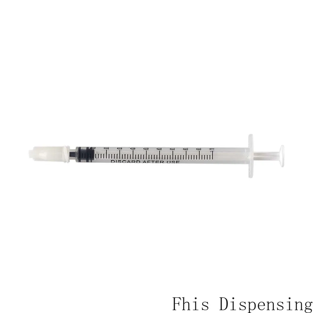 Dispensing Syringes 1cc 1ml Plastic with Tip Milky White Cap Pack of 10