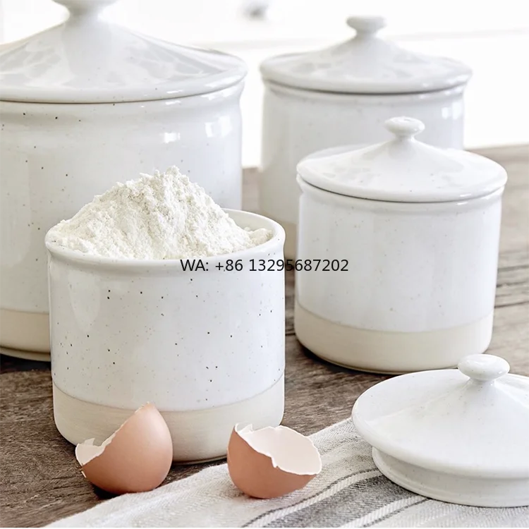 

Simple Style Kitchenware Food Larger Storage White Ceramic Canister with Lid