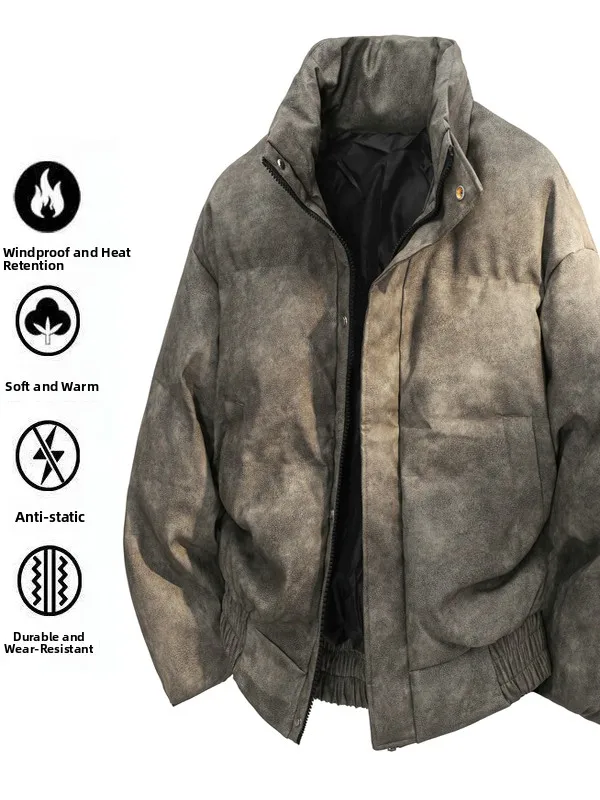 

Мужская хлопковая куртка Thiened с воротником-стойкой, ветрозащитная теплая верхняя одежда из искусственной кожи, модное зимнее пальто, молодежное повседневное длинное свекло