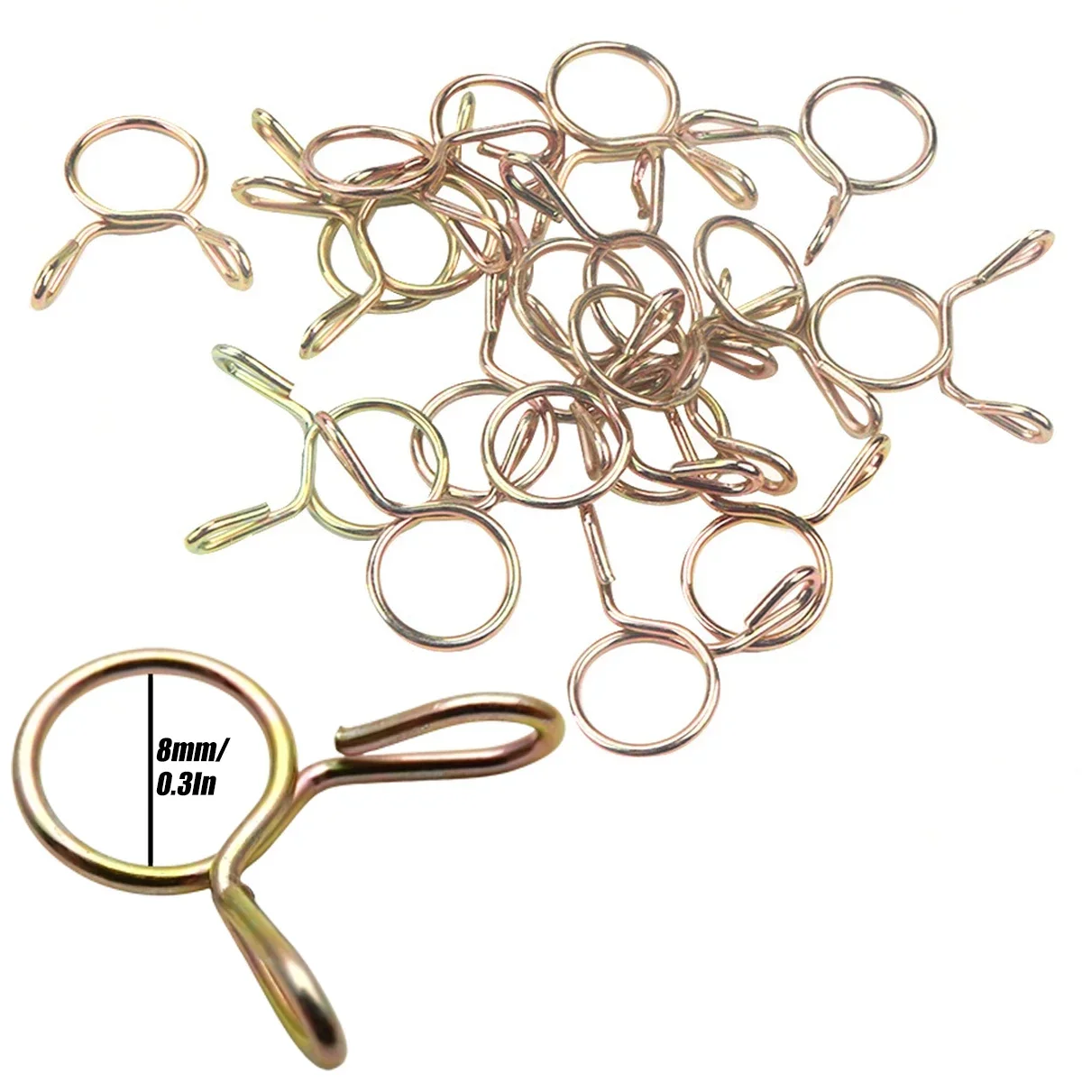 10/50PCs 8mm Oil Hose Clamps Motorcycle Scooter ATV Moped Fuel Line Hose Tubing Spring Clips Clamp Motorcycle Car Accessories