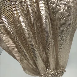 2022 Fashion Glomesh Flexible Metal Sequin Mesh Fabric Brown Color for Clothing DIY Jewelry Party Chainmail Dress