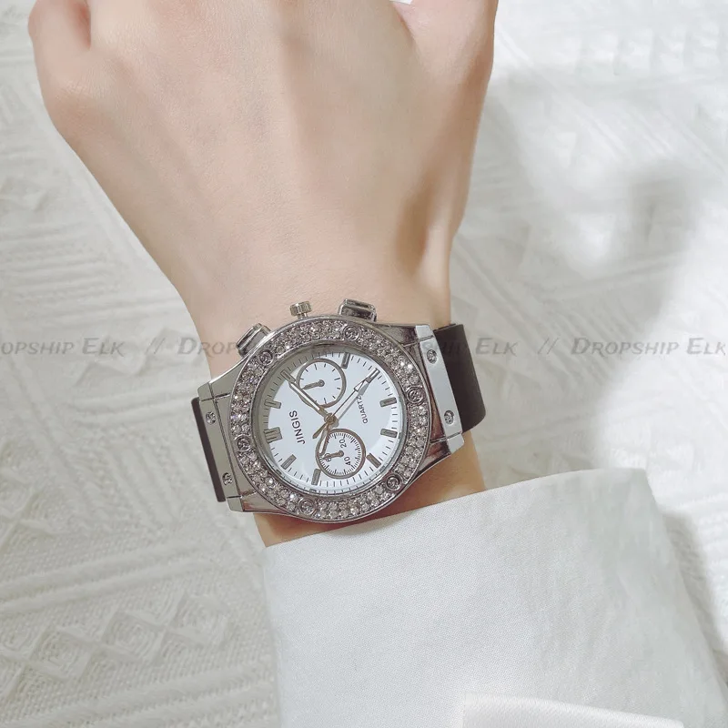 女性用ダイヤモンドクォーツ腕時計,シンプルなスポーツ時計,高級ブランド,カジュアル