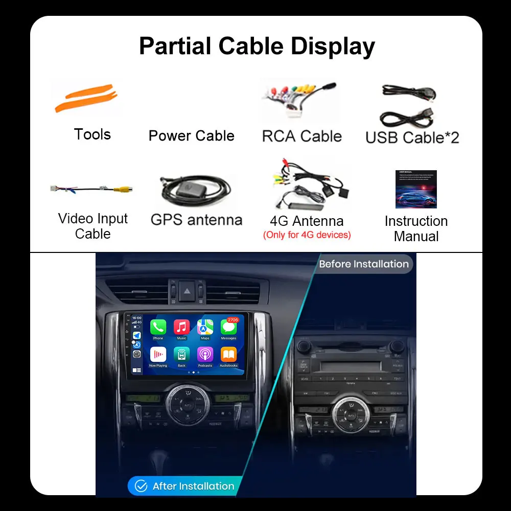 Wireless CarPlay For Toyota Reiz Mark X 2010 - 2015 Android 16 Auto Radio 4G+Wifi Car Multimedia GPS Navigation QLED Screen Fan