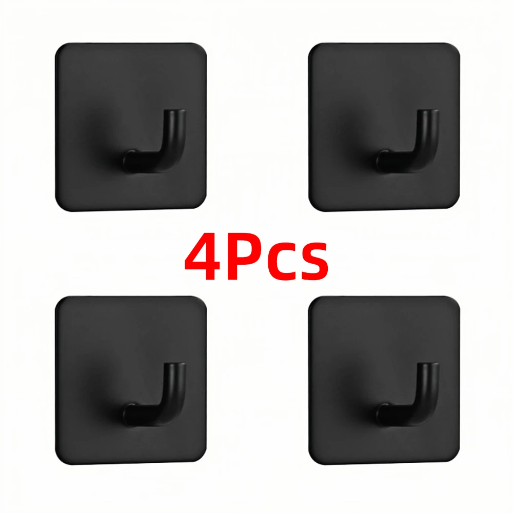 SUS304 Stainless Steel Adhesive Towel Hook Self Adhesive Wall Hooks Sticker Bathroom Kitchen Shower Storage Holder Black Hanger