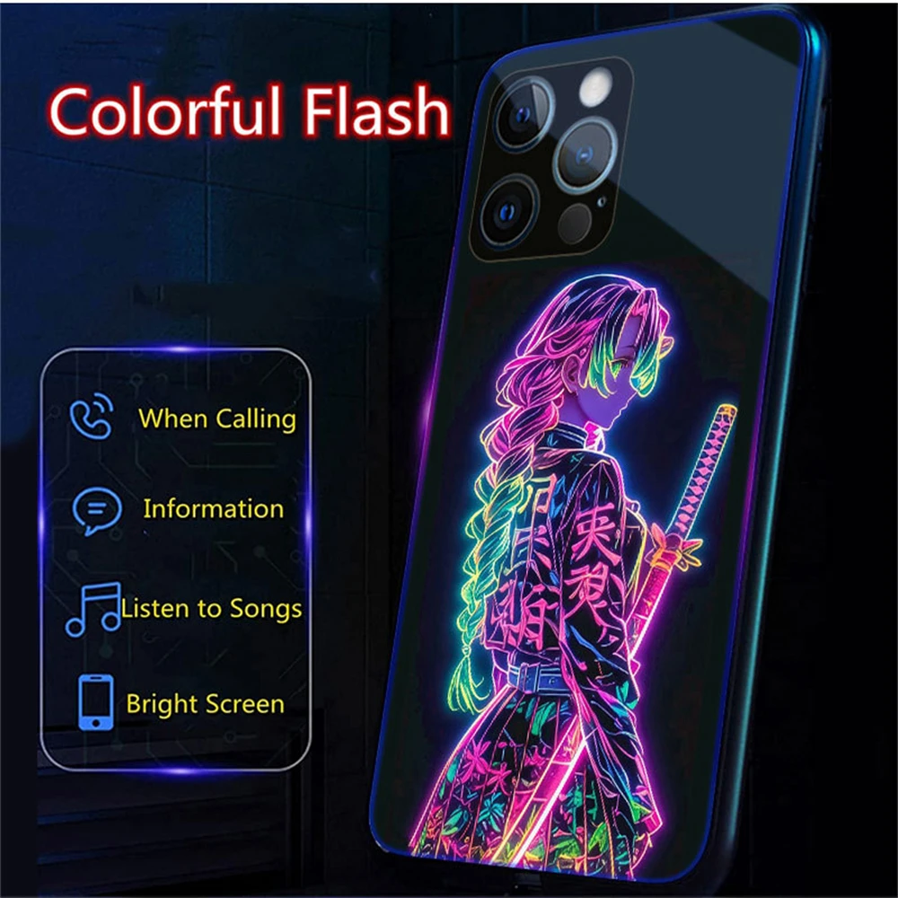 

So Cool аниме мультфильм светящийся чехол для телефона светодиодный светильник стекло противоударный чехол для Samsung S25 S24 S23 S22 S21 S20 FE Plus Ultra