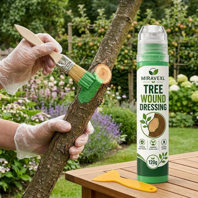 Tree Wound Dressing 120g Sealant Kit w/ Brush Scraper Gloves - Anti-Infection Weather Resistant Healing Balm for Tree Care