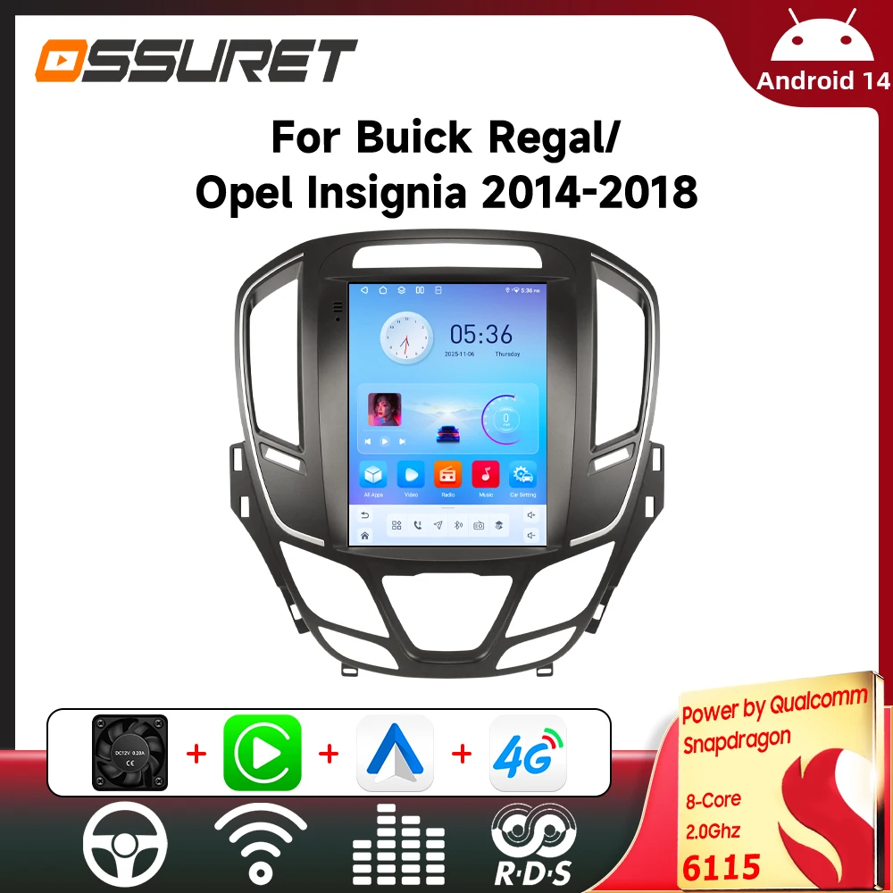 9,7-Zoll-Bildschirm Android Autoradio für Opel Insignia Buick Regal 2014-2018 Carplay Multimedia-Player GPS 2din 6115 Stereo 360-Grad-Kamera