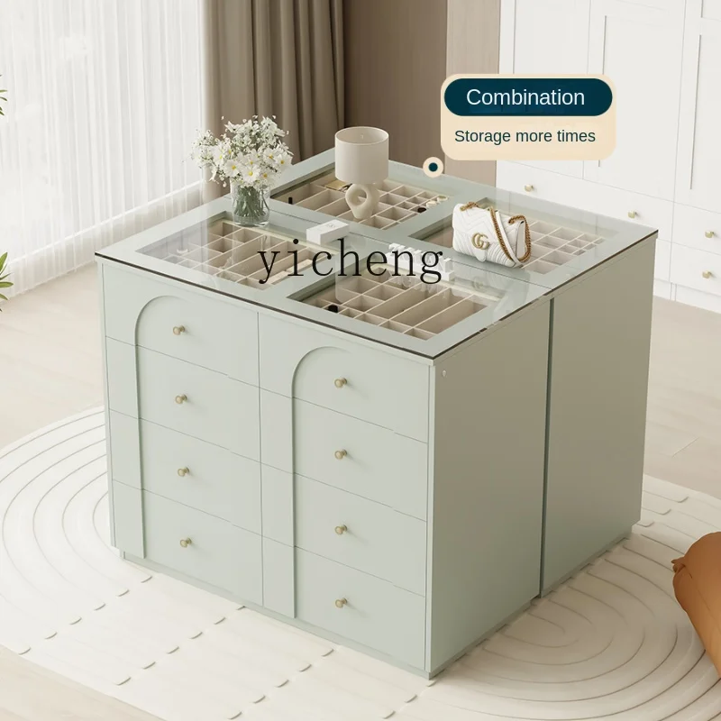 

ZC Green Chest of Drawers Storage Integrated Cloakroom Middle Island Desk Bedroom Jewelry Cabinet Curio Cabinet