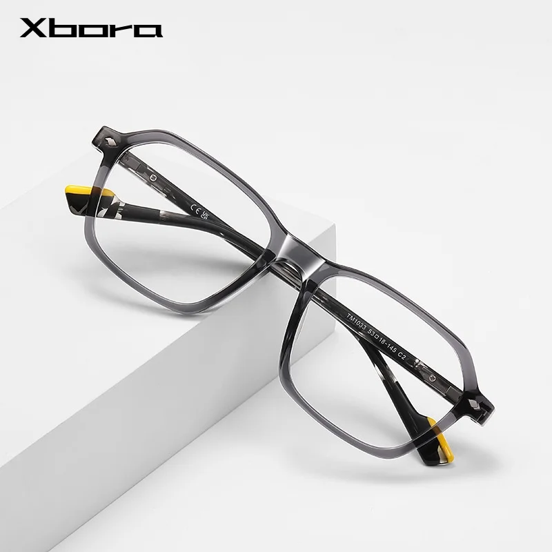 

Xbora мужские полигональные очки TR90 в оправе для очков по рецепту ультралегкие деловые ретро оптические очки с большим лицом женские LS224