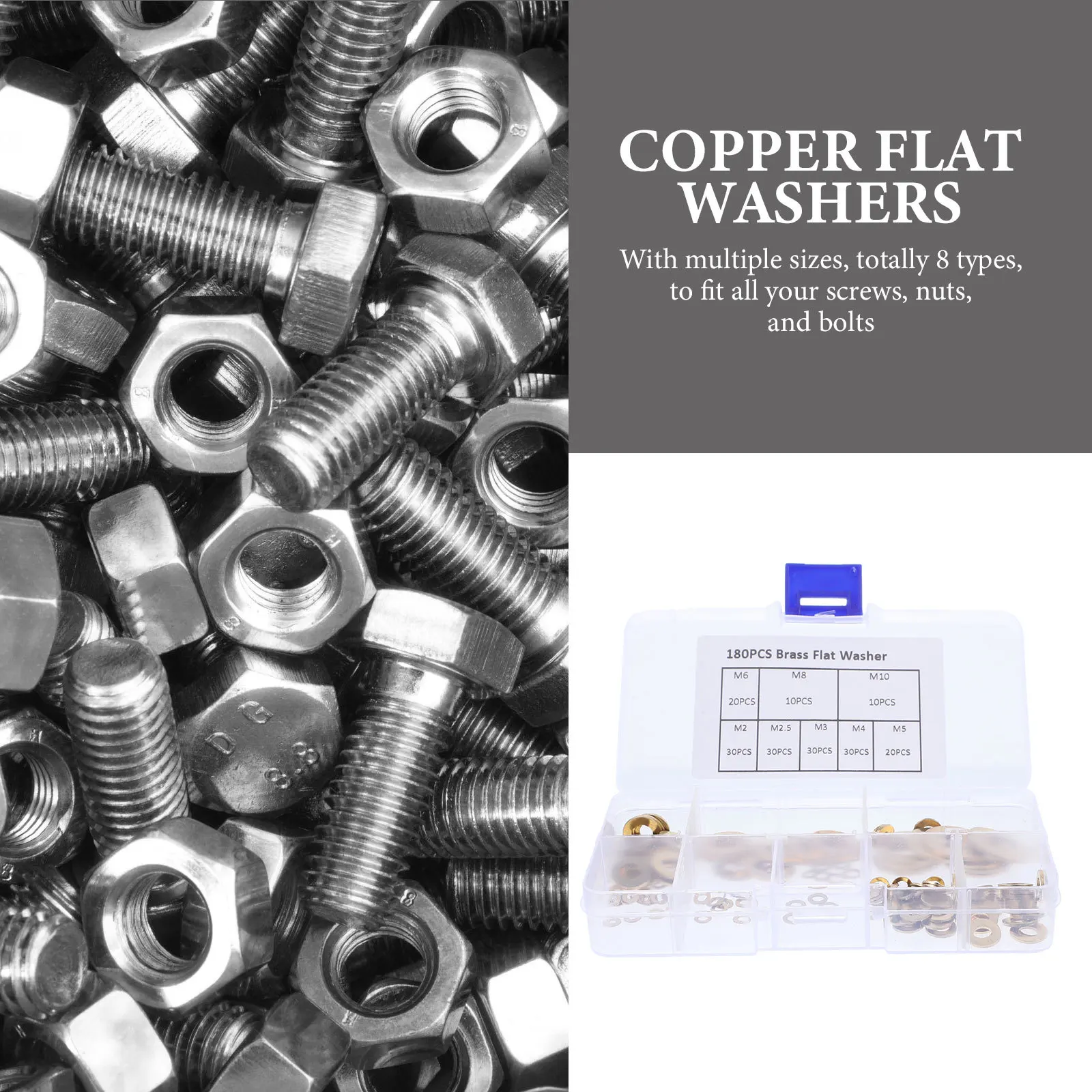 

Copper Flat Washers Assortment Kit Prevents Loosening M2 M2.5 M3 M4 M5 M6 M8 M10 Flat Washers for Repair Washer for Repair