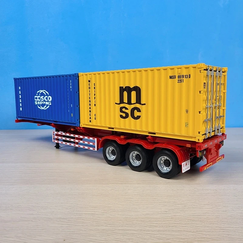 1:24 Scale Model Diecast Alloy Skeleton Truck Semi-trailer Freight Trailer ABS Container Toys Collection Display For Fans Gift