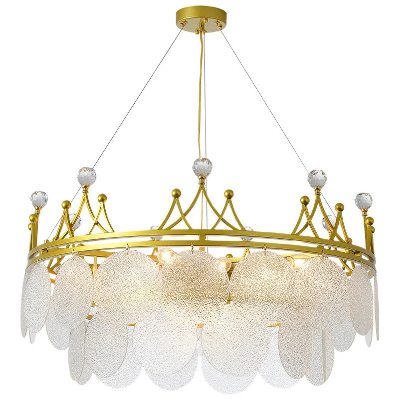 

Living room cream wind chandelier, crystal glass master bedroom light luxury French chandelier