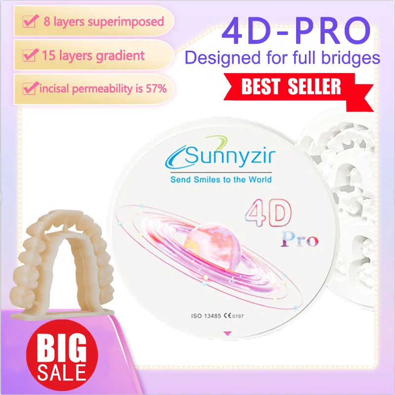 4D Pro Sunnyzir B3 multilayer zirconia disc disk block CAD CAM Dental laboratory super translucent