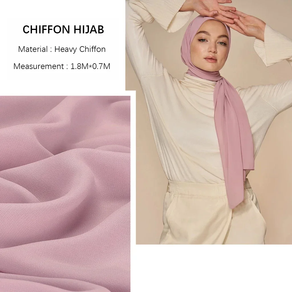 Muslim Chiffon Hijab Scarf Women Long Solid Color Head Wrap For Women Hijabs Scarves Ladies Muslim Veil Jersey Hijabs