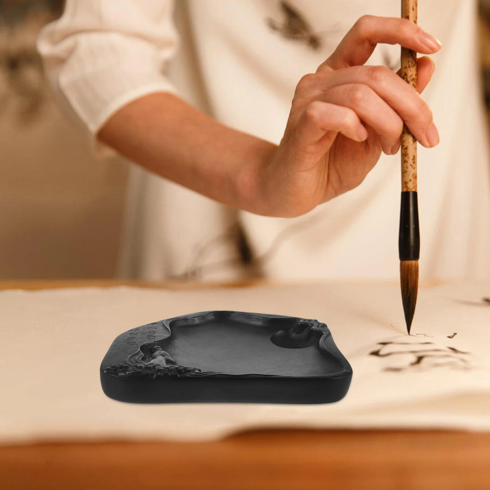 

Desktop Calligraphy Inkstone Durable Stone Inkslab for Writing Painting Grinding Ink Holder Chinese Style Ink Stone