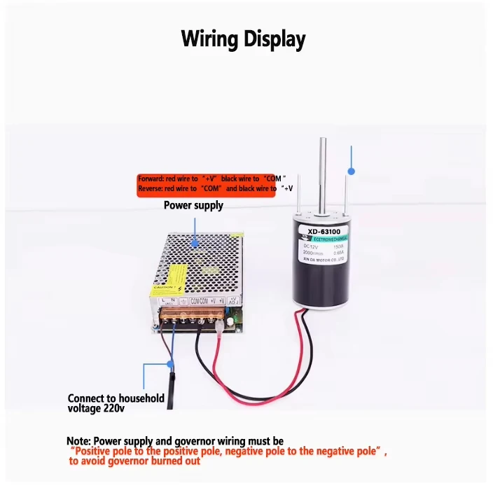 150 واط تيار مستمر 12 فولت 2000 دورة في الدقيقة/24 فولت 4000 دورة في الدقيقة عالية السرعة تيار مستمر مايكرو موتور 63100 رمح طويل عالية الطاقة قابل للتعديل سرعة يمكن CW CCW