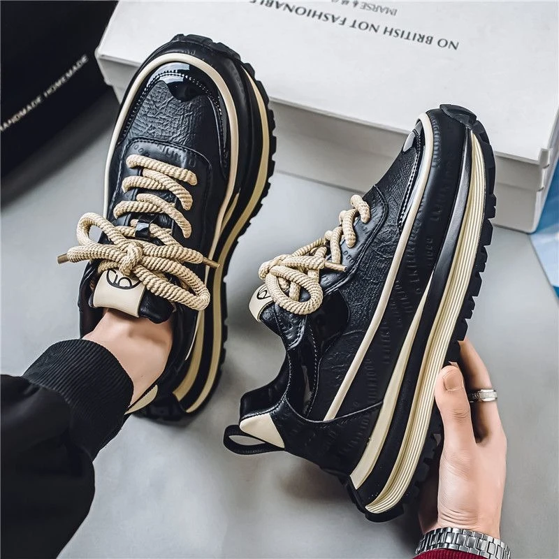 Men's Shoes 2026 Autumn New Breathable Low Top Dad Sneakers Casual Sport Thick Sole Height Increasing Versatile Trend