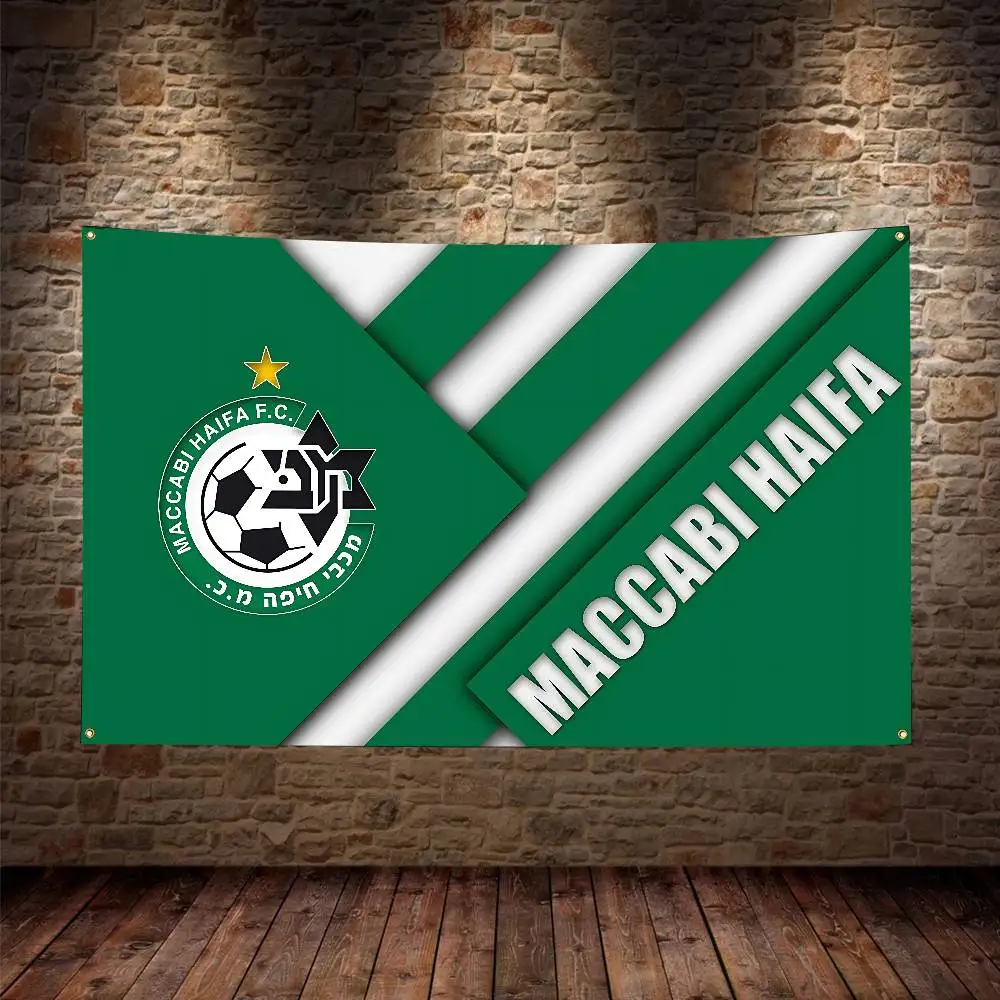 Football Club Flag Banner, Israeli Soccer Team Logo Flag for Bedroom, Man Cave, Sports Bar and Fan Shop Decor