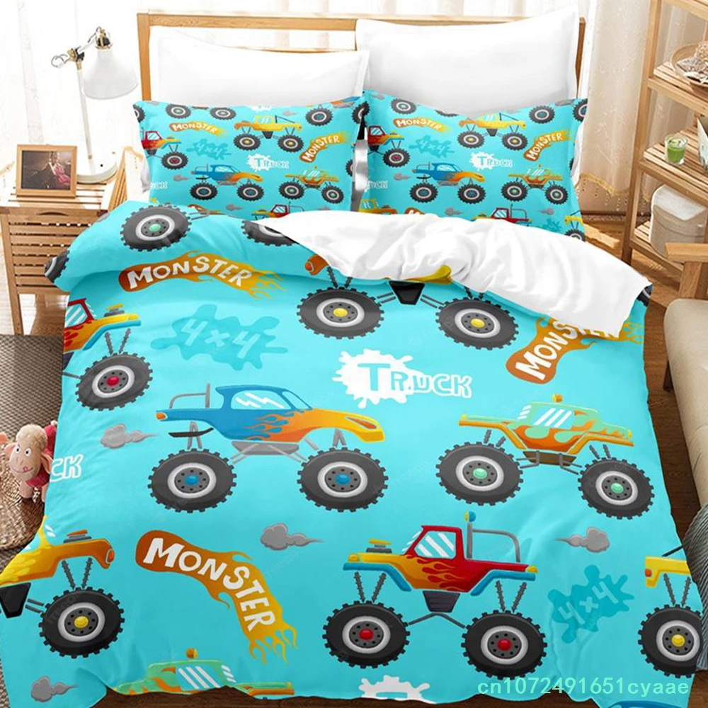 Colour Cartoon Monster Trucks DS Bedding Set Single Twin Full Queen King Size Bed Set Adult Kid Bedroom Duvetcover Sets Anime