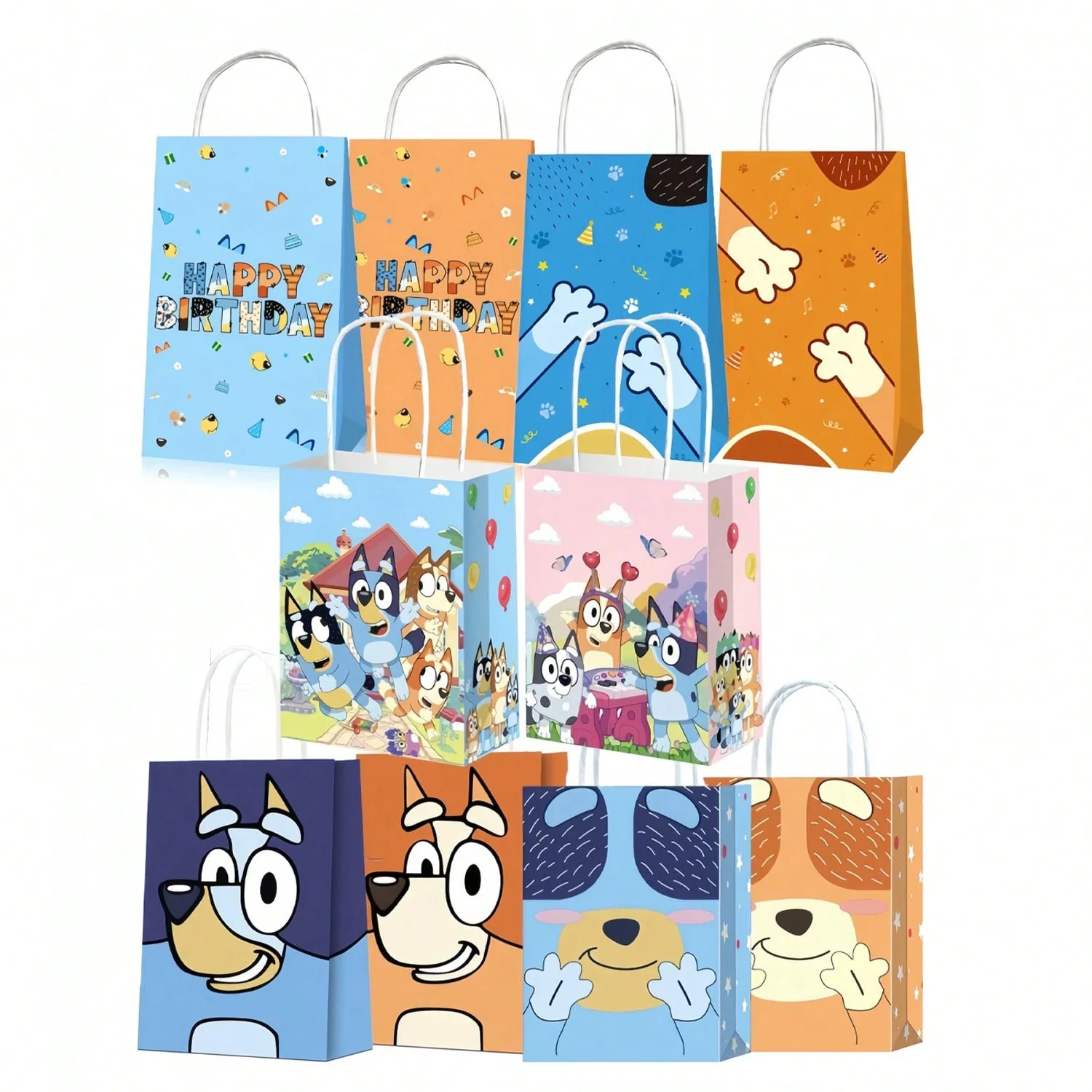 

New Bluey Theme Gift Bag Set Bingo Anime Children'S Birthday Party Biscuit Candy Packaging Bag Gifts Storage Party Supplies
