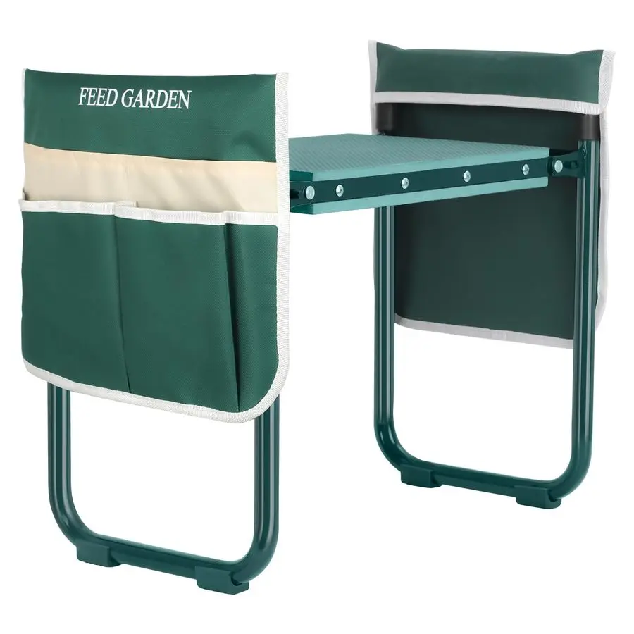

Garden Kneeler and Seat, Upgraded Foldable Gardening Stool with 10.23 Wide Kneeling Pad, Heavy Duty Gardening Bench Chair with 2