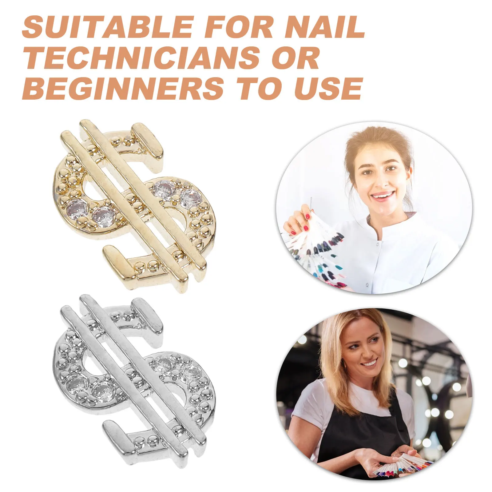 

10Pcs 3D Dollar Nail Charms Beautiful Alloy Nail Art Decorations for Fingernails False Nails Women Girls Manicure Decoration